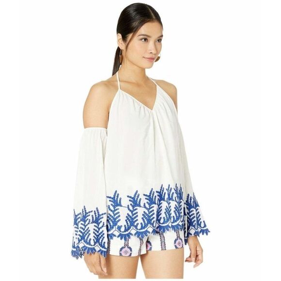 Nwt Ramy Brook | Damaris Cold Shoulder Embroidered Blouse (XS/S) - Picture 1 of 14